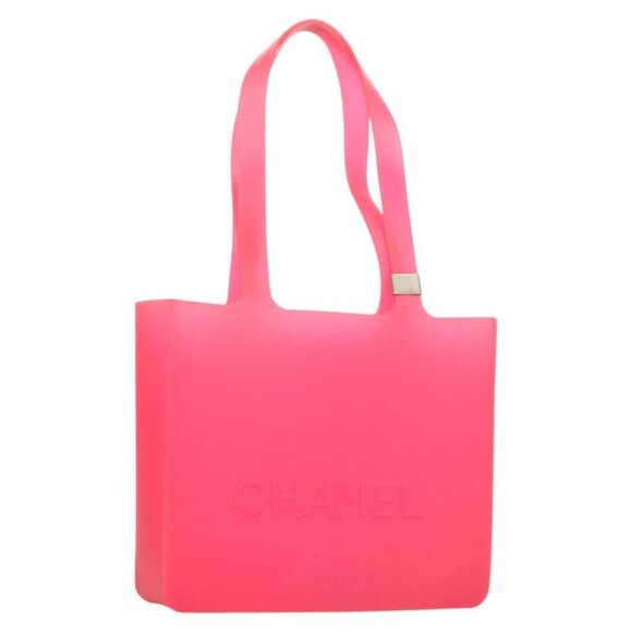 CHANEL Tote Bag Rubber Pink CC Auth 120645 - Picture 1 of 16